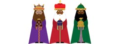 Small image of the three wise men bearing gifts of Gold, Frankinscence and Myrrh