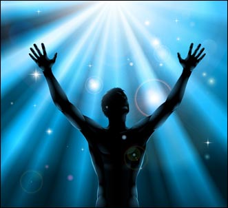 Picture showing a person reaching for the sky, representing spiritual symbols