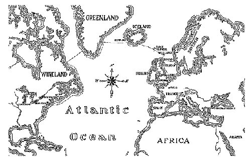 Map showing the journeys made by the Vikings